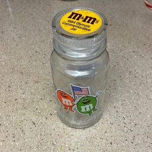 M&M'S 1983 Olympic Glass Jar with Orange and Green Characters